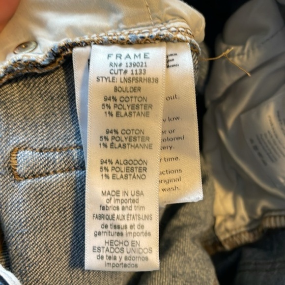 Frame Le Nouveau Straight Jeans Front Women’s Size 25  Split‎ Mid Rise Cropped - Picture 9 of 10